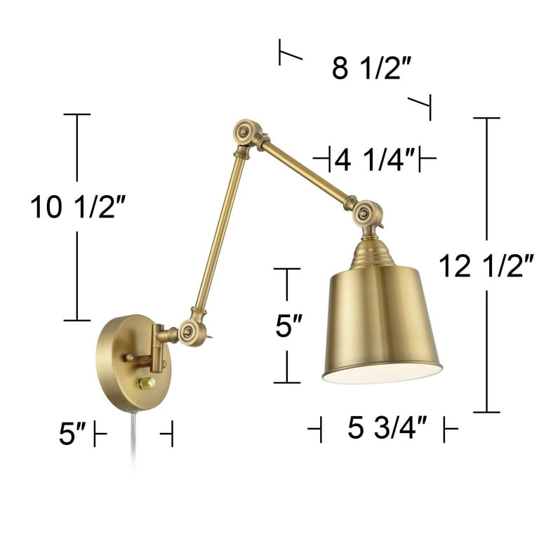 360 Lighting Mendes Modern Swing Arm Wall Lamps Set of 2 Brass