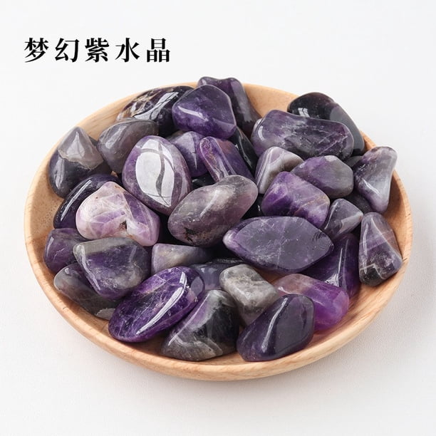 Xiao Hua Piedra cruda de cristal natural de 200 g, piedra rodante pulida de partículas grandes, piedra cruda natural púrpura, piedra aromática, piedra decorativa para el hogar, 2-3 cm