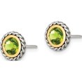 thumbnail image 2 of 14K/Silver Two-Tone Sterling Silver With 14K Accent Peridot Post Earrings Made In Thailand qtc1657, 2 of 5