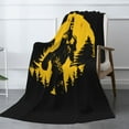 thumbnail image 3 of XMXT Flannel Warm Throw Blanket, Yellow Sasquatch Print Bedroom Decor Blankets for Bed Couch Living Room, 50 x 70 inches, 3 of 9