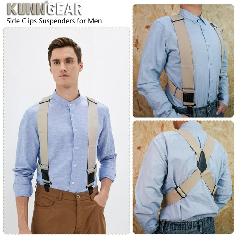 KUNN Men's 2 Inch Suspenders Heavy Duty Side Clip Adjustable KUNN Men's 2 Inch Suspenders Heavy Duty Side Clip Adjustable