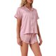 thumbnail image 4 of Conjuntos de pijama de satén para mujer INSPIRE CHIC, conjuntos de lounge de seda, camisa de botón de manga corta, pantalones cortos con volantes, ropa de dormir de 2 piezas XL rosa, 4 of 6