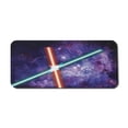 thumbnail image 1 of Galaxy Computer Mouse Pad, Futuristic Galaxy ClashThemed Illustration Techonolgy Theme Image, Rectangle Non-Slip Rubber Mousepad X-Large, 35" x 15" Gaming Size, Red Blue and Black, by Ambesonne, 1 of 2