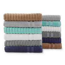 Mainstays Performance Mix Textured 6-Piece Bath Towel Collection - Teal Flannel