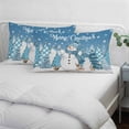 thumbnail image 3 of Blue Christmas Pillow Covers, Linen Long Throw Pillow Case, Snowman Xmas Tree Snowflake Elk Winter Holiday Pillow Protector Decorative Cushion Cover for Living Room/Bedroom 20" x 30", 3 of 8