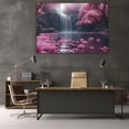 thumbnail image 5 of Mudket Cherry Blossom Waterfall Lake Canvas Wall Art, Floral Nature Wall Decor, Framed Ready to Hang Artwork for Living Room Bedroom Office - 12"L x 8"W, 5 of 10