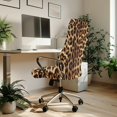 thumbnail image 3 of POLERO Classic Brown Leopard Print Elastic Cloth Office Swivel Chair Protector Cover with Stretch All-in-One High Back Chair Slipcover for Home Office Workspace, 3 of 7