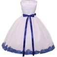 thumbnail image 2 of Big Girls' Elegant Satin Ribbon Sash Petals Flowers Girls Dresses Ivory Burgundy 12, 2 of 2