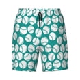 thumbnail image 4 of Lsque Mens Swim Trunks Green Baseball Pattern - Bathing Suit Compression Liner - Beach Swim Shorts Swimwear - (S-3XL) - Stretch Quick Dry -Large, 4 of 9