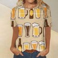 thumbnail image 1 of Fiudx Ofertas de La Semana Camiseta de Manga Corta con Cuello Redondo y Estampado Informal de Oktoberfest para Mujer, Top de Manga Corta con Cuello Redondo, 1 of 5