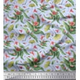 thumbnail image 1 of Soimoi Blue Poly Georgette Fabric Leaves & Azalia Floral Print Fabric by Yard 52 Inch Wide, 1 of 5