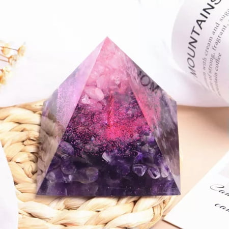 EOEMY Natural Crystal Sphere Quartz Tower Epoxy Pyramid Orgonite Healing Mineral Decor-Rose Quartz-1Pc