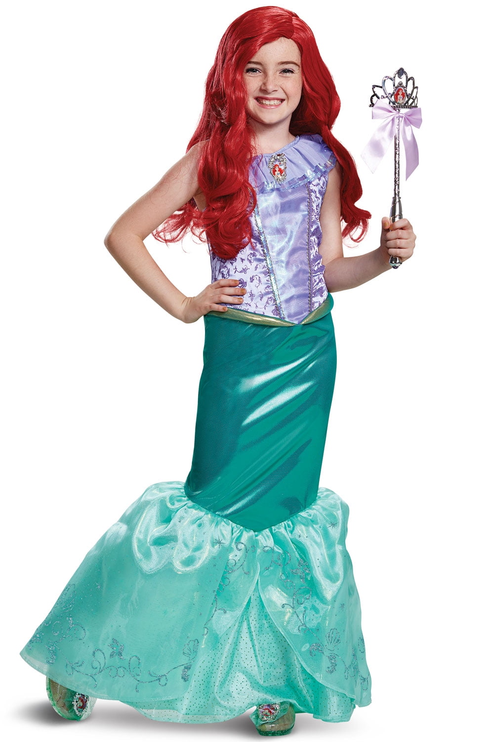 Disney Princess The Little Mermaid Ariel Deluxe Girl s Halloween Fancy Dress Costume for Child M Walmart