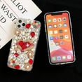 thumbnail image 6 of Compatible with iPhone 13 Bling Case Women Girls Cute 3D Luxury Sparkle Glitter Diamond Crystal Rhinestone Handmade Flowers Heart Soft Clear Protective Cover Case, 6.1 Inch, Pink, 6 of 8