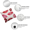 thumbnail image 6 of Creowell Set of 2 Lipstick Throw Pillow Cover Hot Lips Kiss Valentine Soft Pillow Cover Solid Square Cushion Case Match for Home Decor Red Pink White, 6 of 7