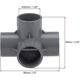 thumbnail image 3 of 4 Way Elbow PVC Pipe Fitting Furniture Grade 32mm Angle Tee Connectors Gray 10Pcs, 3 of 4