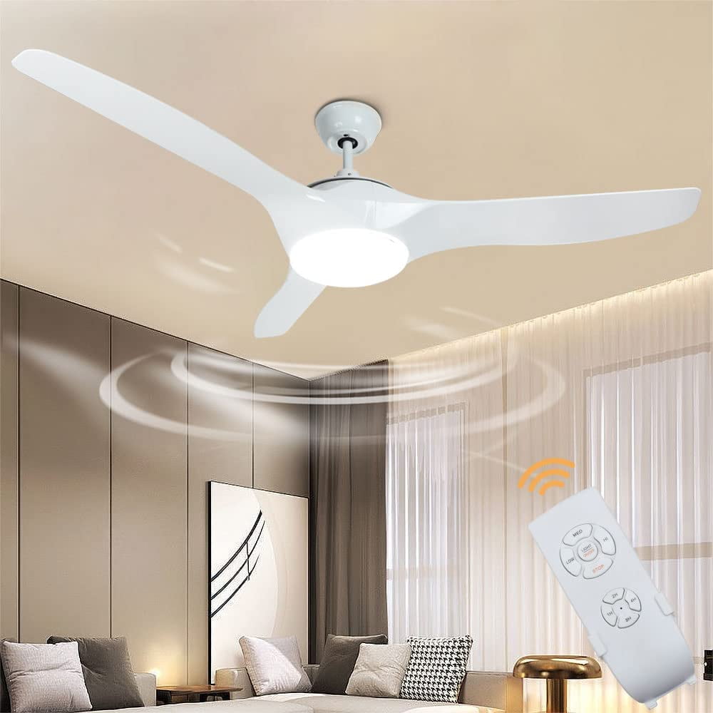 DingLiLighting 52 inch White Ceiling Fan for Living Room,Modern LED
