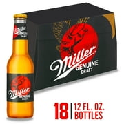Miller Genuine Draft Beer, 18 Pack, 12 fl oz Glass Bottles, 4.7% ABV, Domestic Lager