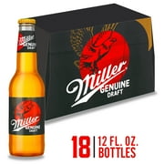 Miller Genuine Draft American Lager Beer, 18 Pack, 12 fl oz Glass Bottles, 4.7% ABV