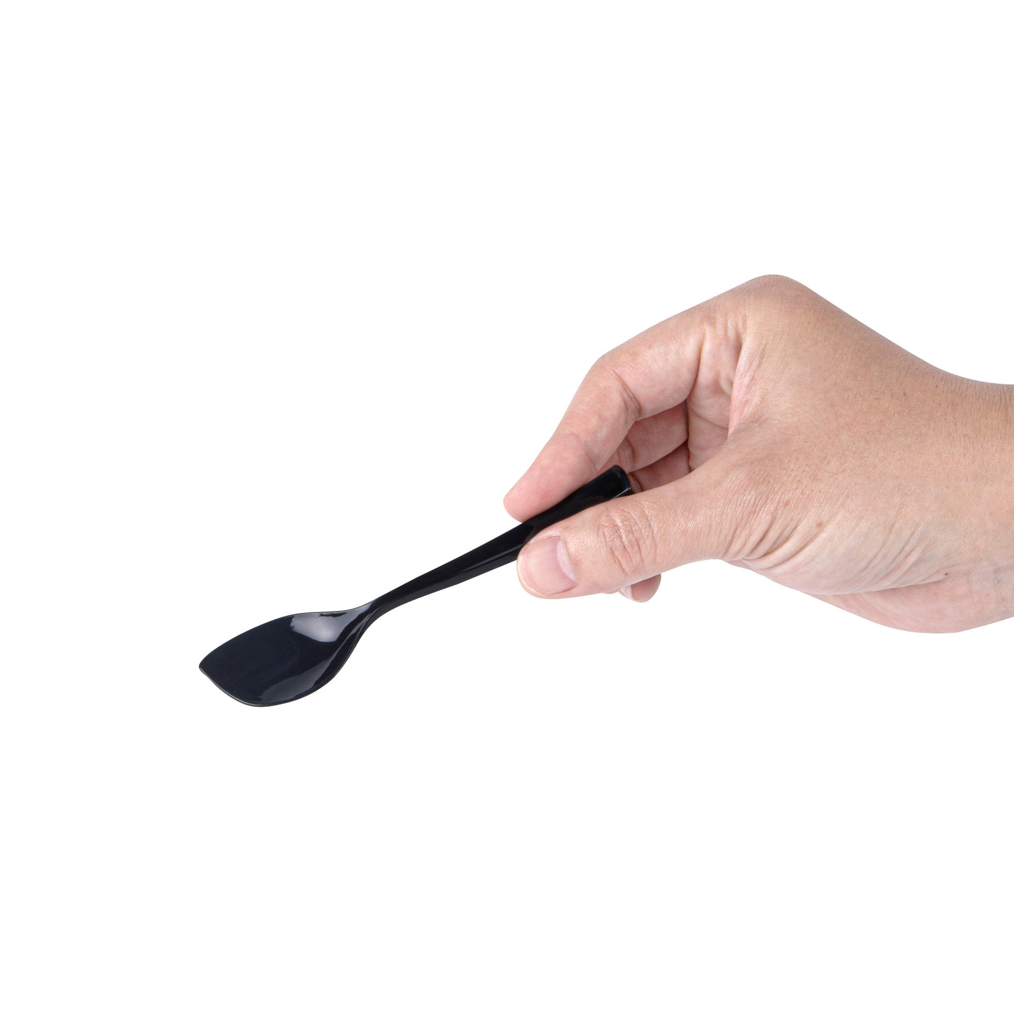 Coppetta Black Plastic Petal Spoon - 4 1/2" x 1" - 500 count box