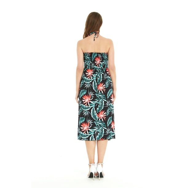 Hawaii Hangover Women's Hawaiian Luau Halter Floral Print Dress in Wispy  Cereus - Walmart Business Supplies