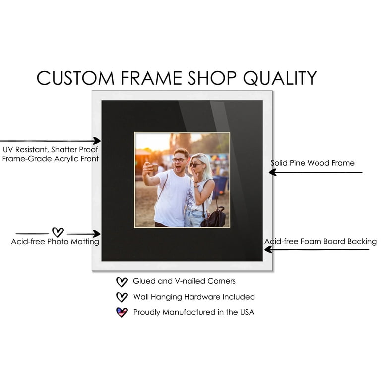 CustomPictureFrames.com 8x8 Frame Gray Barnwood Picture Frame - Modern Photo Frame Includes UV Acrylic Shatter Guard Front, Acid Free Foam Backing