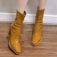 thumbnail image 5 of PEASKJP Women's Chelsea Boots Chunky Block Heel Zipper Ankle Booties, Yellow 41, 5 of 5
