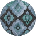 thumbnail image 2 of Addison Rugs Mayfield Premium Machine Washable Transitional Aztec Teal Round Rug, 8' x 8', 2 of 6