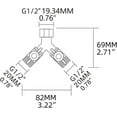 thumbnail image 5 of Replacement Valve G 1/2 Brass Y Connection 3-way Valve In Shower, Shut-off Valve Adapter For Kitchen Or Bathroom, 5 of 5