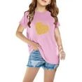 thumbnail image 2 of Maean Kids Girls Short Sleeve Shirts Heart Graphic Printed Girl Tshirt Summer Casual Tee Tops for 3-12T, 2 of 4