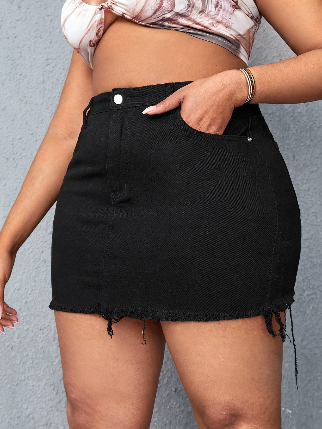 Denim Black Skirts