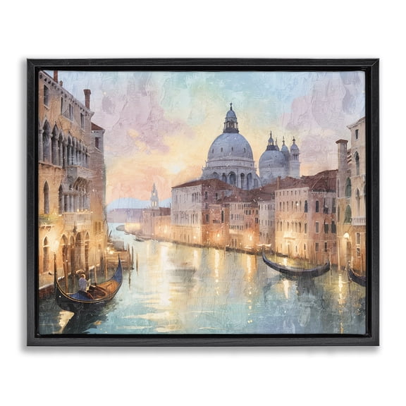 Stupell Industries Transitional Scenic Venetian Canal Black Floating Frame Canvas Art, 21 x 17, by Kim Allen
