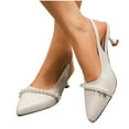 thumbnail image 4 of Viluyesy Women's Dress Shoes, Low Heels Pearls Pointed Toe Elegant Slingback Office Wedding Sandals White 8.5, 4 of 9