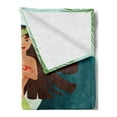 thumbnail image 2 of Hula Girl Soft Flannel Fleece Throw Blanket, Woman Dancing on Sandy Beach Surfing Waves Aloha Palm Trees Hello Summer, Cozy Plush for Indoor and Outdoor Use, 70" x 90", Multicolor, by Ambesonne, 2 of 5
