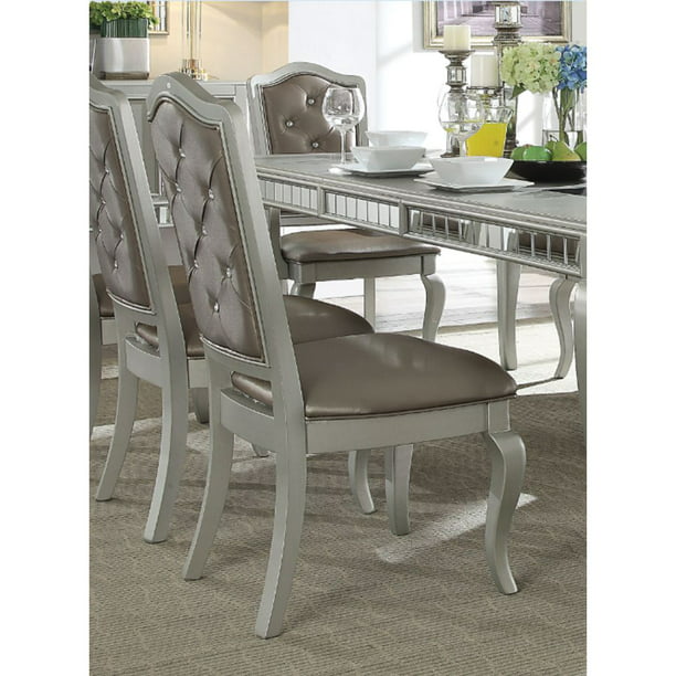 Francesca Side Chair Set 2 In Silver, Champagne Dining Room Sets