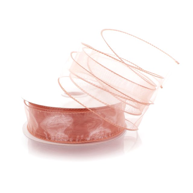 Ribbon Traditions 1.5" Wired Sheer Organza Ribbon Dusty Rose 50 Yards