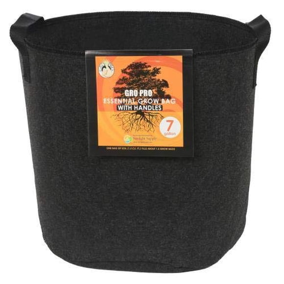 Maceta de tela Gro Pro con asas, 7 galones, negra