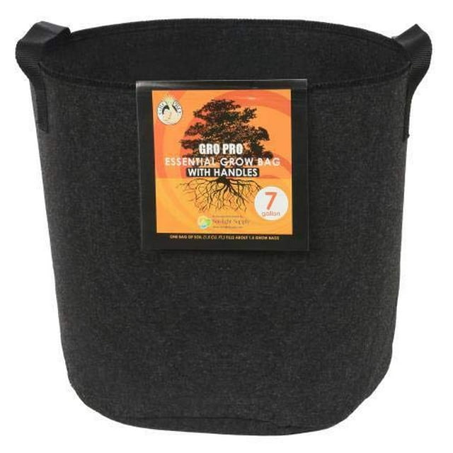 Maceta de tela Gro Pro con asas, 7 galones, negra