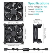 USB speed cooling fan, DC5V, 4cm x 8cm x 12cm x 14cm, suitable for computer case, cabinet, router and other fans.,14cm-67.6CFM
