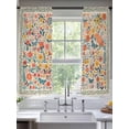 thumbnail image 2 of Boho Beige Flowers Sheer Curtains 63 Inch Length 2 Panels Set Window Treatments, Spring Abstract Watercolor Floral Leaf Rod Pocket Semi Curtains for Living Room/Bedroom/Kitchen Décor, 104"W x 63"L, 2 of 7