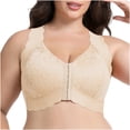 thumbnail image 7 of Riecok Womens Lace Front Closure Bras Plus Size Wireless Push Up Bralette Full Coverage Soft Everyday Bra Khaki L, 7 of 7