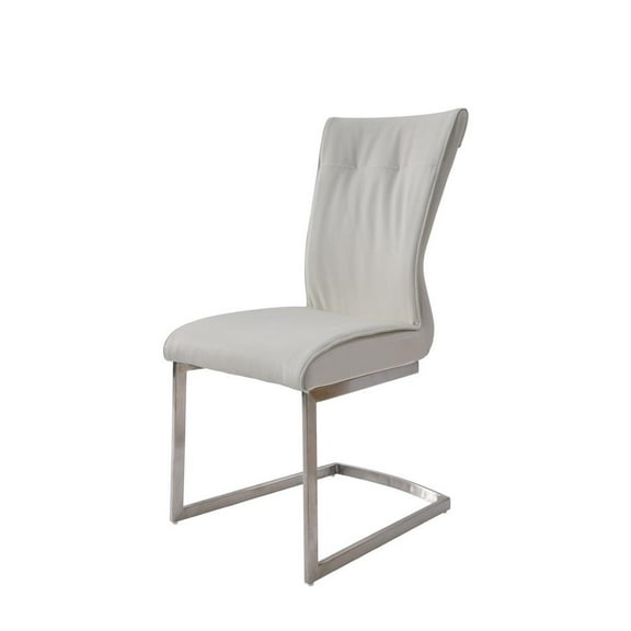 Dining Chair with Polyurethane Seat and Stainless Steel leg in White (Set of 2)