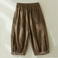 thumbnail image 5 of XFLWAM Womens Linen Cotton Shorts Summer Casual Short Pants Capris High Elastic Waist Pants Loose Fit Trendy Beach Lounge Pants, 5 of 5