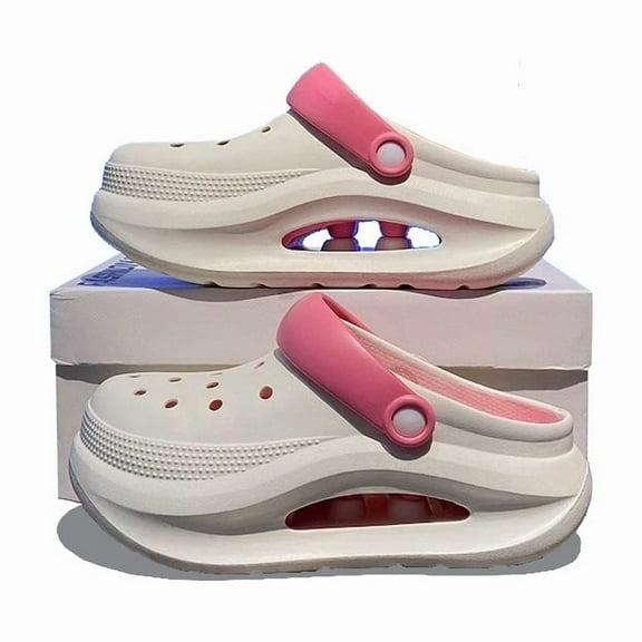 Cave shoes for women in summer 2025 new style, with a soft and thick sole and a toe cover. Anti slip and height increasing slippers,White-EUR:39-40 ,USA:8-8.5