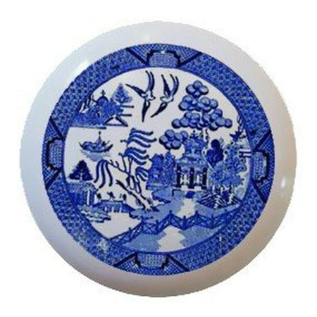Blue Willow Design Ceramic Knobs Pulls Kitchen Drawer Cabinet