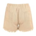 thumbnail image 5 of MIXUE Shorts For Women Summer Solid Color Denim Elastic Waist Drawstring With Pockets Tassel Casual Jeans Shorts Workwear,Beige,M, 5 of 6
