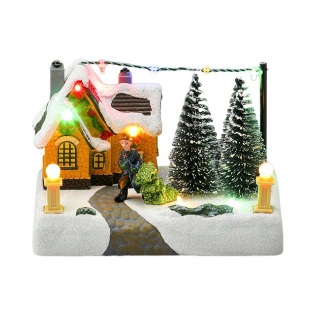 Adorno navideño de nieve para casa de Navidad, centro de mesa de resina con música y Muñeca