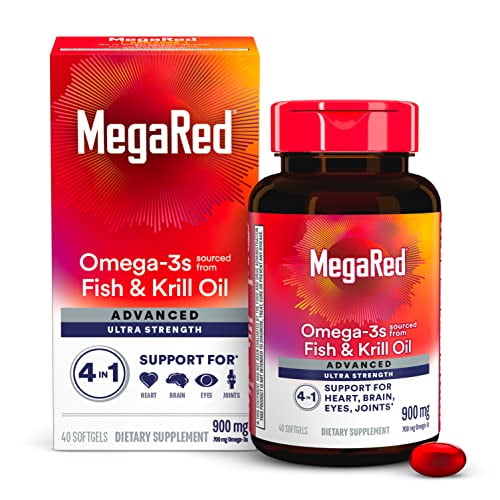 Megared Fish Oil + Krill Oil 900mg Omega 3 Supplement with EPA & DHA