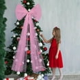 thumbnail image 4 of 49"x21" Extra Large Mesh Bow Decoration, Big Outdoor Decorative Ribbon Bow for Christmas Tree, Wedding, Birthday Party, Front Door, Holiday Gift Wrapping & Event Decorations (Pink), 4 of 6