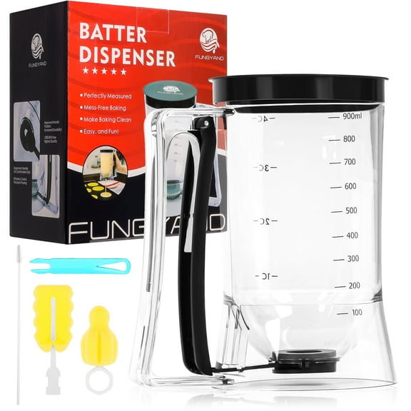 FUNGYAND Cupcake Scoop Batter Dispenser, 900ML Capacity, Leak-Proof Plastic & Stainless Steel Cake Funnel